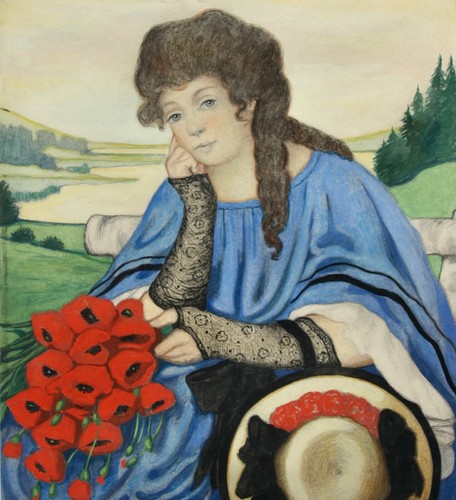 Sitzende junge frau mit einem - frau,