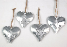 4er Set Metallherzen Zink mit