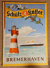 großer Werbeaufsteller Reklame SCHÜTZ KAFFEE Bremerhaven Leuchtturm Rothersand