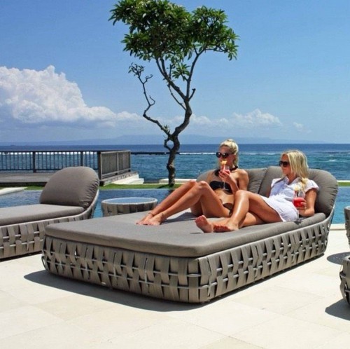 Design rattan lounge bett - design,