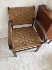 2x Stuhl Bauhaus Holz Erich Dieckmann Vintage Siesal Geflecht