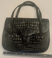 Handtasche Krokodilleder-Optik schwarz, Maße siehe Fotos