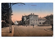 Ak Hof i. B. Hauptbahnhof 1915