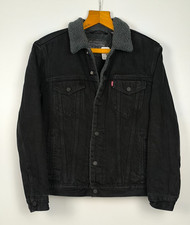 Levi’s Sherpa Trucker Jeansjacke Schwarz M Herren Vintage Denim Logo Rücken