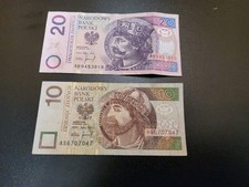 2 Banknoten aus Polen  1 x 20 zloty  1x 10 Zloty 