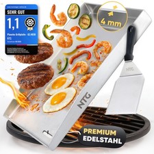 Plancha Grillplatte Edelstahl 40×30 cm + Spachtel I Rostfrei & formstabil NTG 