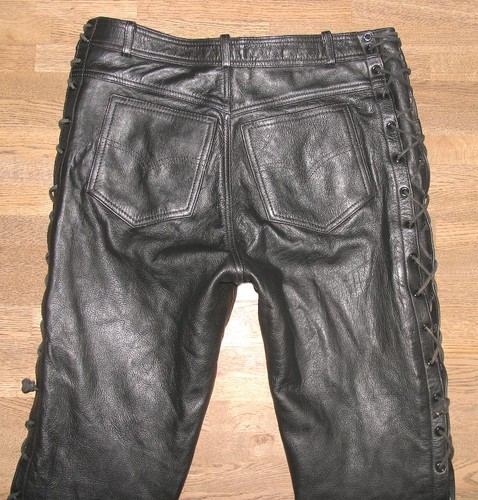 Herren schnür lederjeans - lederjeans, /