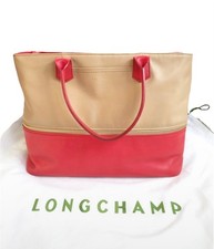Longchamp 2.0 Handtasche beige rot Echtleder
