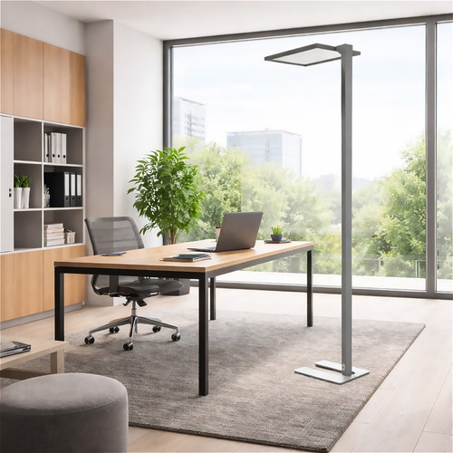 Led büro stehleuchte - led-büro-stehleuchte, silber