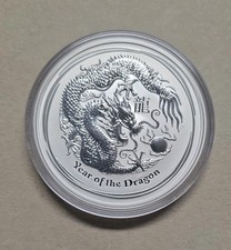 5 Oz Lunar II Drache 2012  Silbermünze Perth Mint 999,9 Ag BU Unz