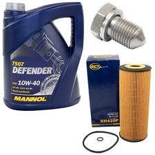 Motoröl Set 10W-40 5 Liter + Ölfilter SH 420 P + Schraube für Audi Seat Skoda VW
