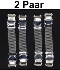 2 Paar ÄRMELHALTER silber Blusenhalter Blusenraffer Ärmelraffer Shirthalter