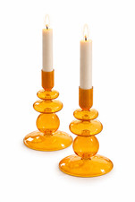Glas kerzenhalter orange retro - glas-kerzenhalter,