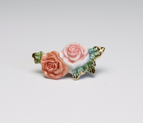 Porzellan rose anstecknadel - porzellan,