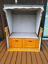 Strandkorb 2 Sitzer Volllieger Ostsee Gartenliege Sonneninsel Poly-Rattan blau