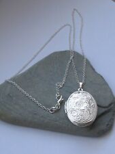 ✅ Halskette, 925 Sterling Silber plattiert +Anhänger Medaillon, oval, NEU  ⭐⭐⭐⭐⭐