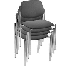 4 Besucherstühle anthrazit/chrom Besucherstuhl Stühle Set Wartezimmerstuhl