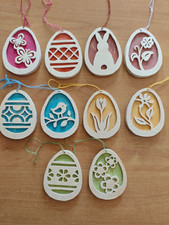 10 Stück Fensterbild Holz, echte Handarbeit , Ostern Frühling