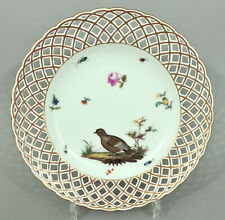 K1904 KPM Berlin Korbrand Teller, Blumen- und Vogelbemalung, 1. Wahl, D= 23,5cm