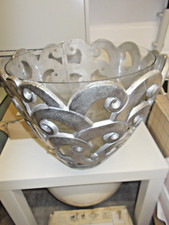 Übertopf Blumentopf Antik Silber Ø 37 x 36 cm, Sockel 12 cm Bodenvase