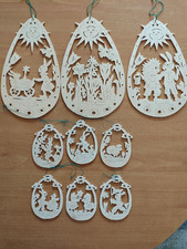 9 Stück Fensterbild Holz, echte Handarbeit , Ostern Frühling