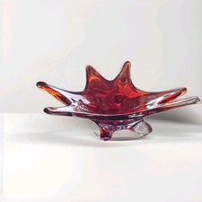 Vintage Murano Glas Schale 60’-70’ Rot Orange Handgefertigt Italien