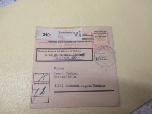 1944 paketkarte aschaffenburg - paketkarte,