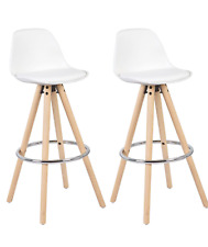2er Set Barhocker Tresenhocker Barstuhl Holz mit Lehne Stuhl Weiß hb45ws-2