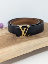 Louis Vuitton Gürtel Schwarz Gold – Leder – Original ca. 2004