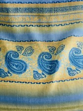 Gardinen Schal Vorhänge blau gelb grün Muster Meterware Breite 1,5 m transparent