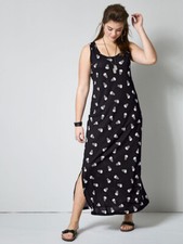 Maxikleid Sommerkleid Kleid lang Gothic schwarz weiß Angel of Style Gr. 50 NEU