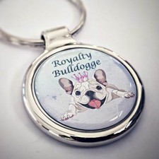 Schlüsselanhänger Bulldogge Royal inkl. Textgravur - Geschenk Hund Hundemarke
