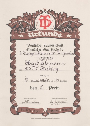 Urkunde deutsche turnerschaft - urkunde,