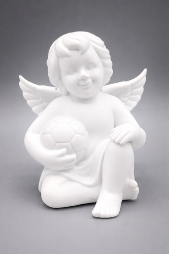 Engel mit fußball - mit, weiß