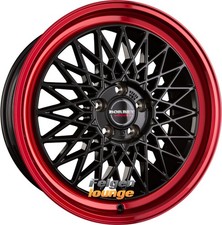 4x BORBET B Black Rim Red 7x17 ET38 4x100 Alufelgen 17 Zoll