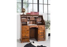 Kolonial stil Sekretär edles Akazienholz massiv Landhaus Schreibtisch dunkel