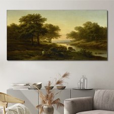 Malerei Landschaft Fluss Wald