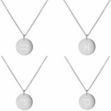 EDELSTAHL HALSKETTE SILBER STERNZEICHEN ANHÄNGER RUND TIERKREIS KETTE SCHMUCK