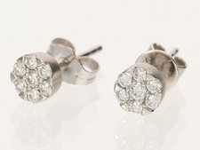 Feines Paar moderner, runder Brillant-Ohrstecker, Platin 950, Brillanten 0,28ct