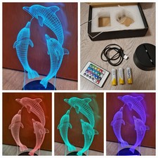 LED Tischlampe Tischleuchte Nachtlicht 7 facher Farbwechsel Delfine