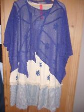 blauer Strick Überwurf - zipfelig - Lagenlook