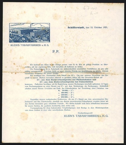 Rechnung schifferstadt 1921 - schifferstadt,