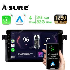 32GB Android 14 Carplay+Android Auto Autoradio USB GPS Navi WIFI für BMW E46 320