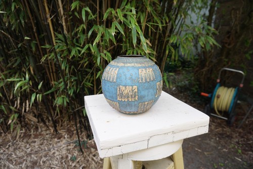 Vase türkis gelb muster - vase,