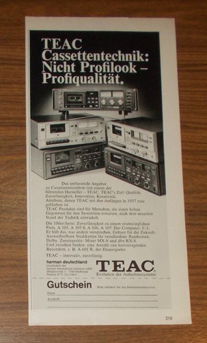 Seltene werbung vintage teac - werbung,