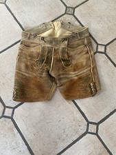 Trachtenlederhose Herren kurz mit Träger Hirschleder handgefertigt 