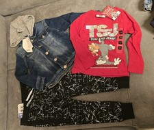 Neu Gr. 98 104 Jeansjacke Set Outfit Cool Hose Jacke Shirt Langarmshirt Jacke 