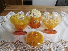 2 Eisschalen und Zuckerdose aus buntem Glas, Montana, sehr dekorativ, selten