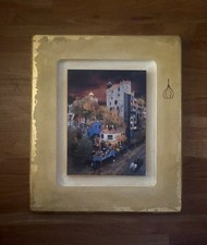 Hundertwasserbild aus Holz Hundertwasserhaus in Wien 29 x 34 cm wie NEU! Selten