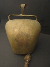 Antike Türglocke Wandglocke Hausklinge  Schmiedeeisen Kuhglocke mit Ledergriff